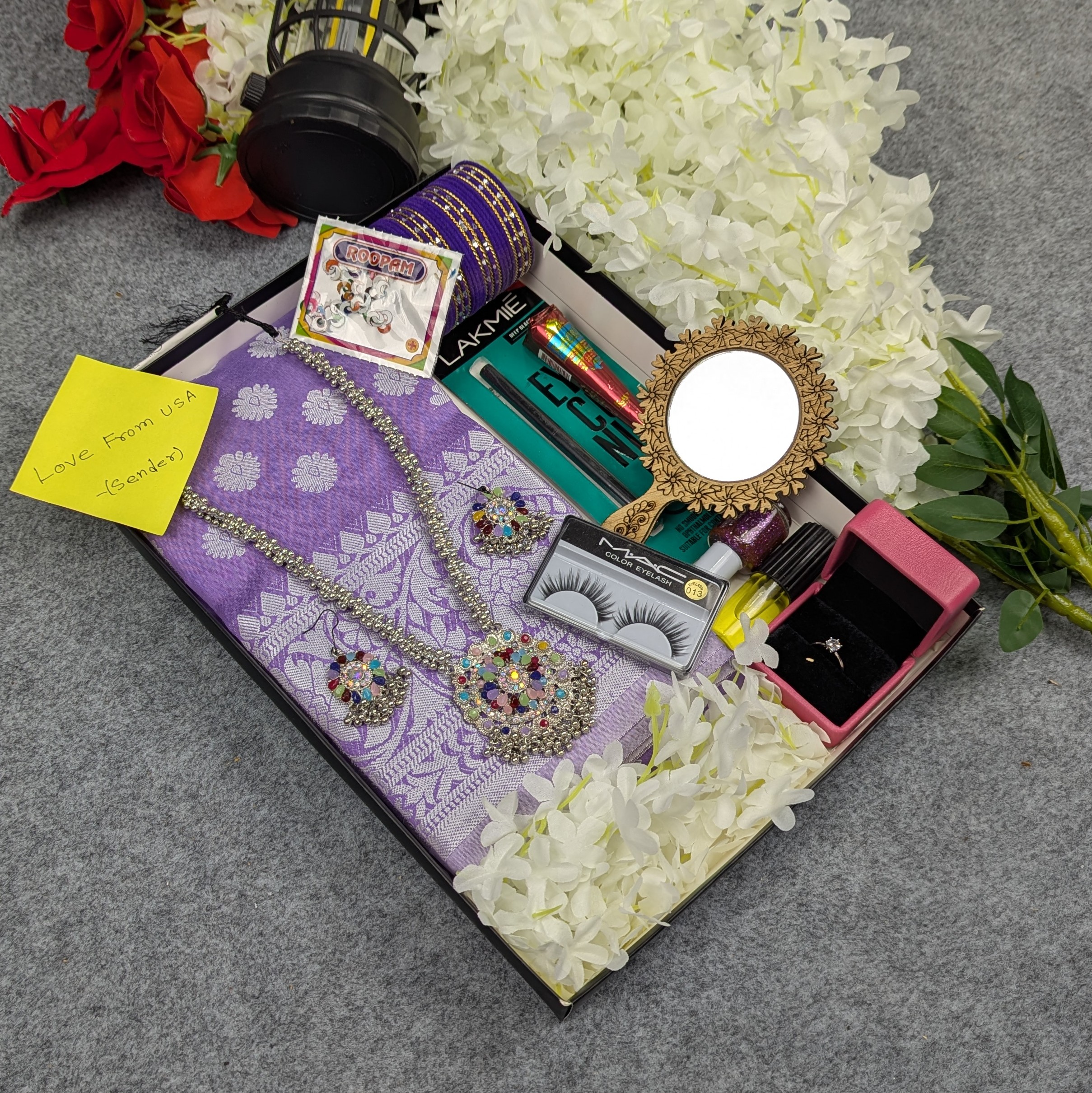 img_68cc4e065.jpg Premium Silk Katan Saree Combo Set - Lavender - Image 1